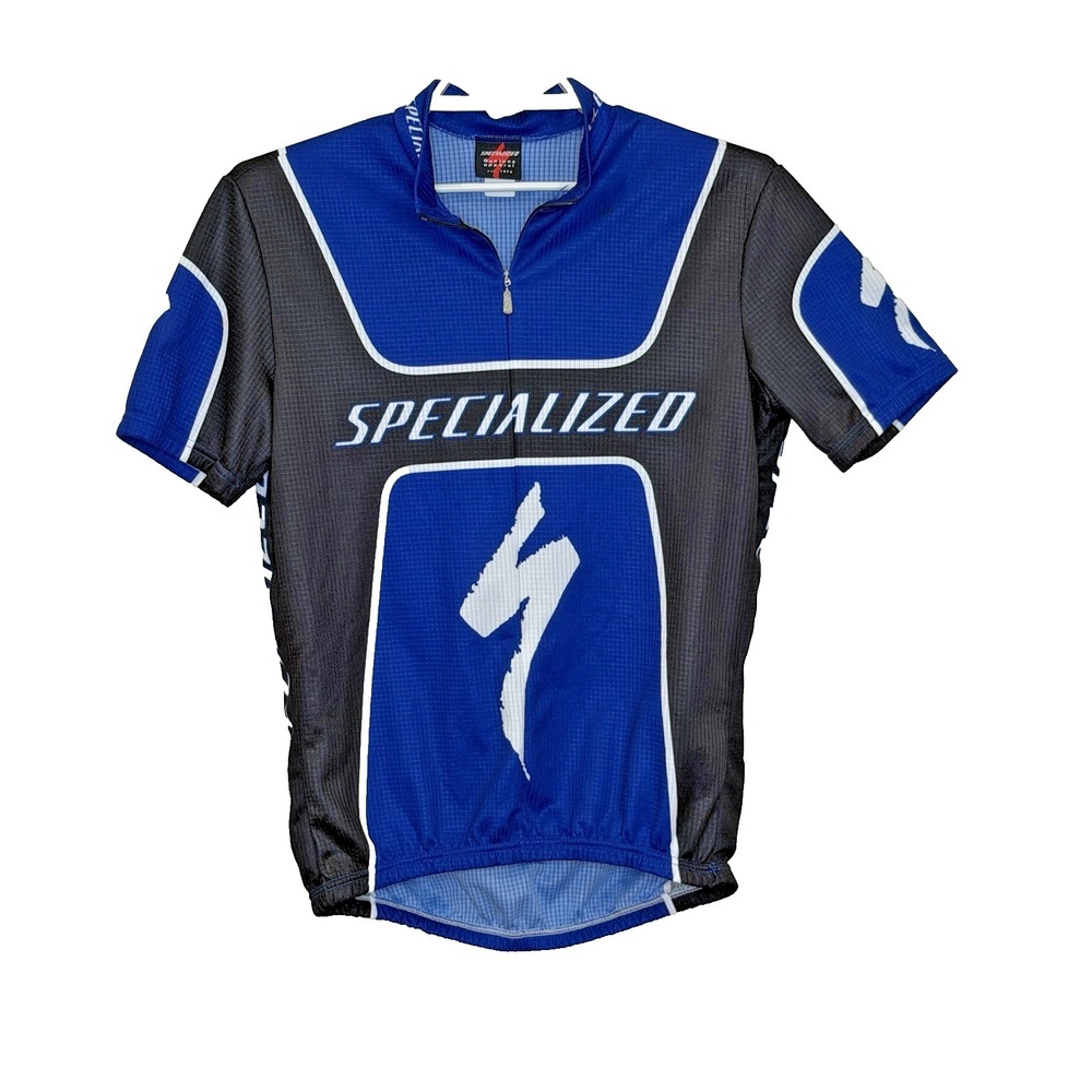 Specialized Cycling Jersey Shirt Mens Sz Large Blue 1/2 Zip Pullover Back Pocket
